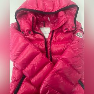 Moncler Girls Pink Puffer Logo Jacket